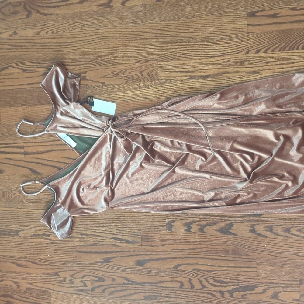 New ASTR Velvet Dress Mauve Velvet Slip Dress Wrap Mini Party Romantic NWT Sz M - Picture 7 of 10